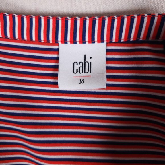 Cabi Franklin Striped Top Womens Pullover Sz M Red White Blue Patriotic Blouse - Picture 3 of 13
